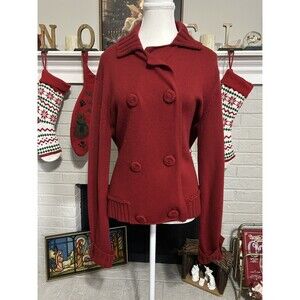 Prive Cardigan Sweater Jacket Size L 100% Cashmere Embroidered Button Closure